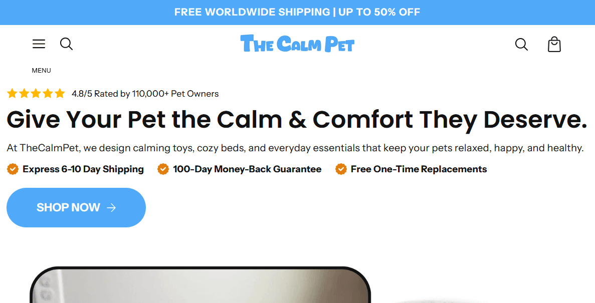 Screenshot of Is thecalmpet.com scam or legitimate?